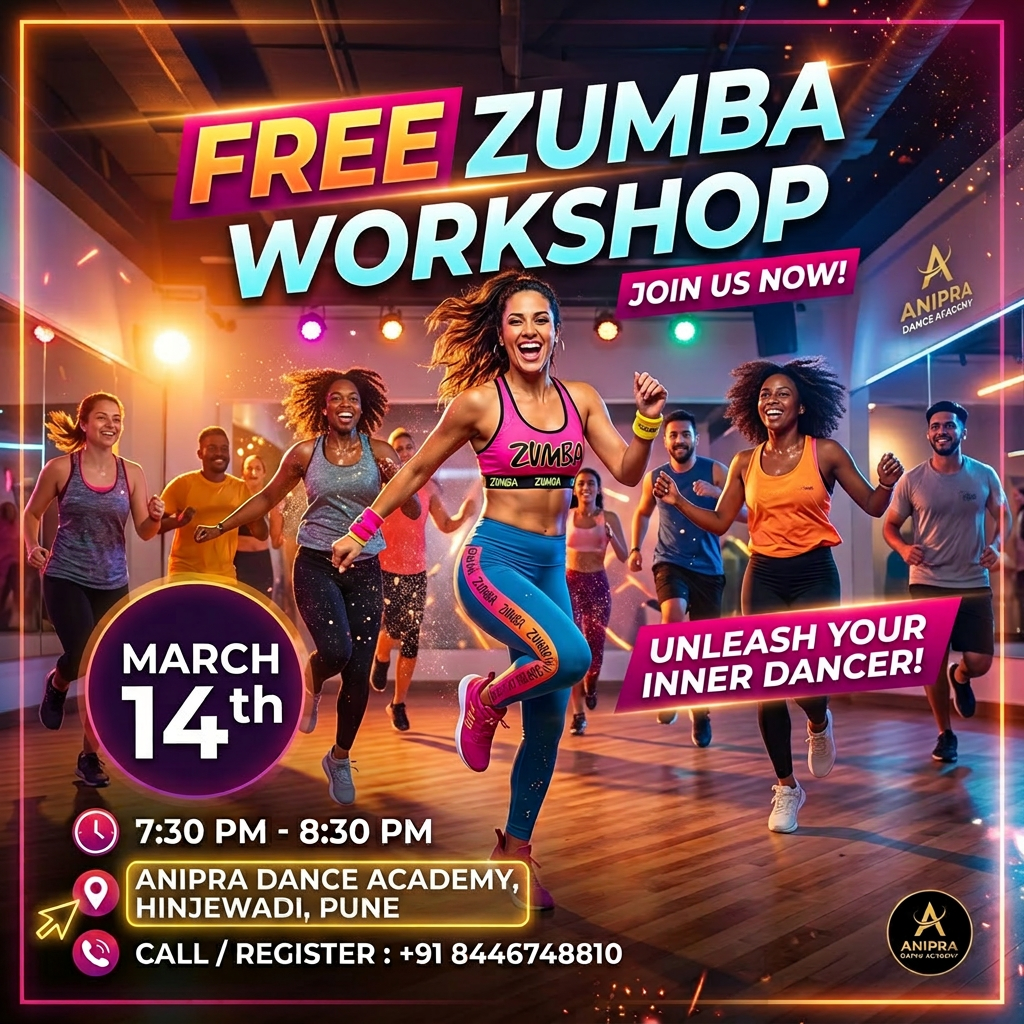 Zumba Free Demo Session in Hinjewadi Pune 14 March Anipra Dance Academy